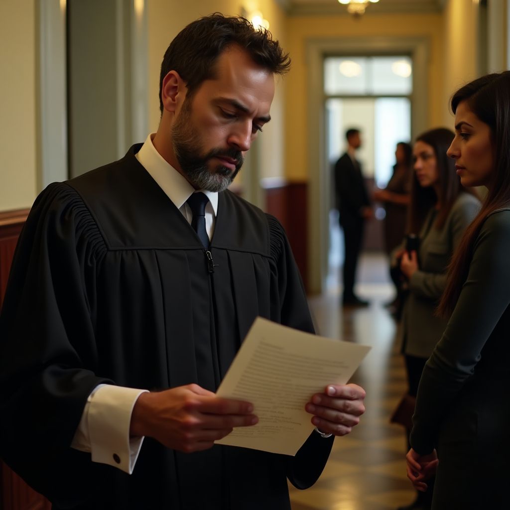 Judicial decision on automatic writing letters in the Brazilian system Judge evaluates automatic writing letter with family in Brazilian forum corridor