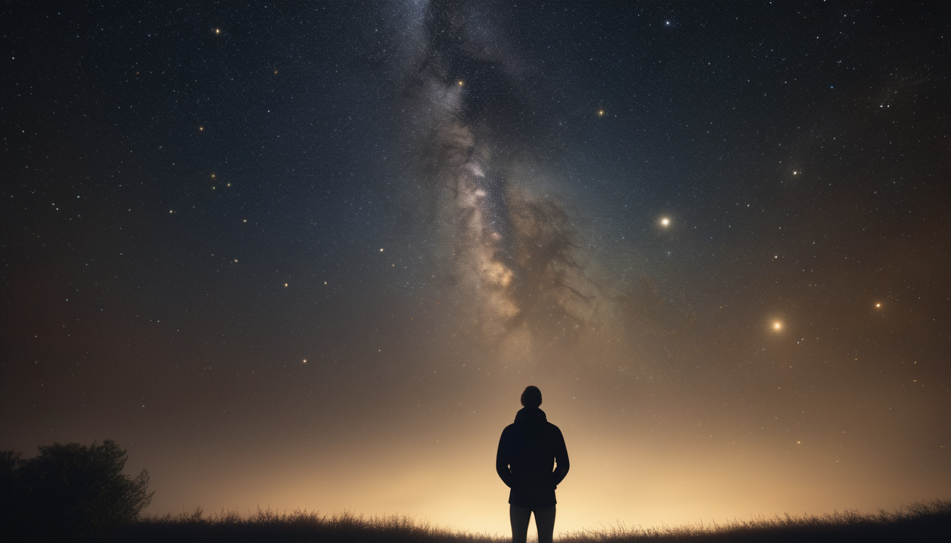 Person looking at starry sky feeling spiritual presence